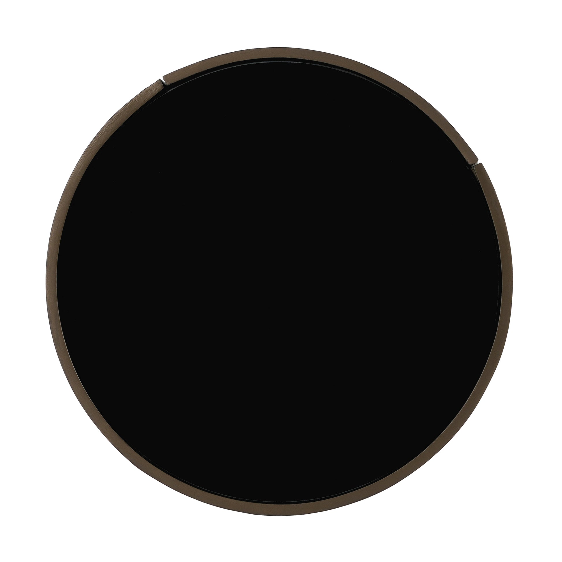 Elegant MDF Italian High-Grade Double-Layer Storage Round Side Table in Brown and Black with Tempered Glass Top