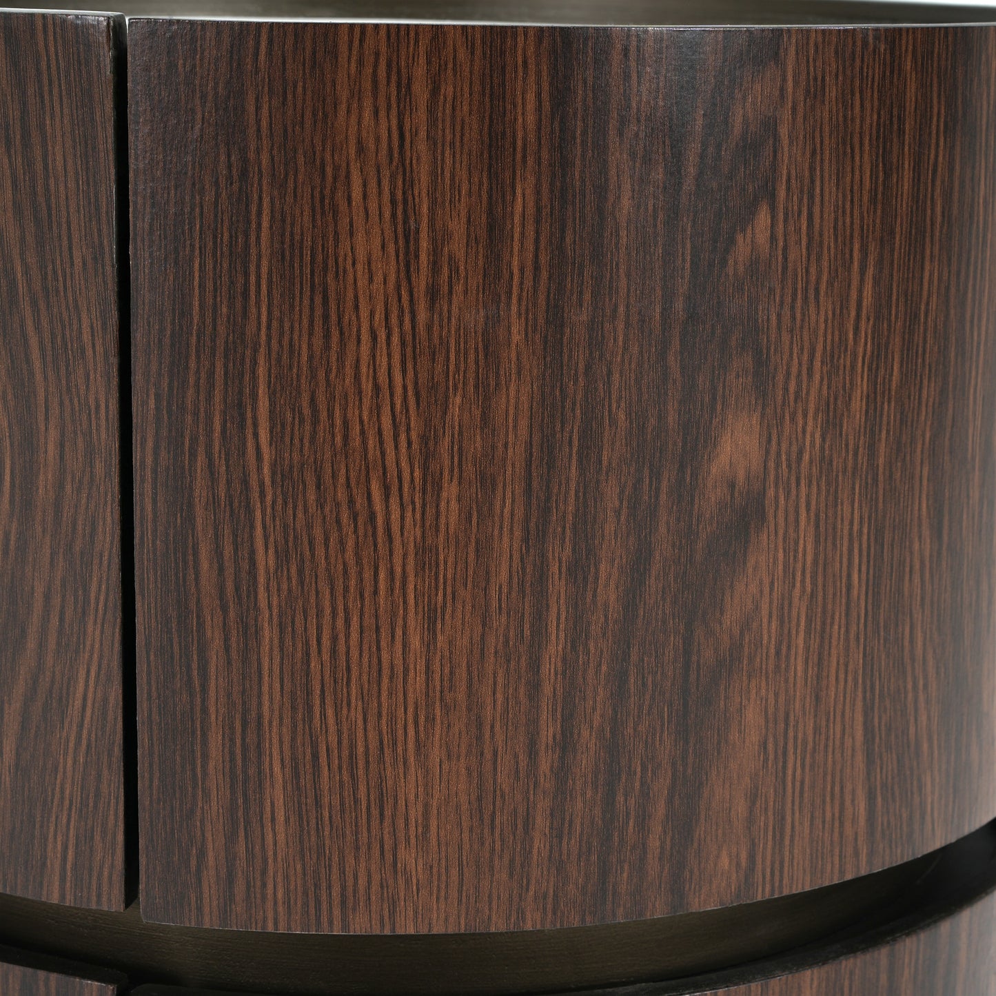 Elegant MDF Italian High-Grade Double-Layer Storage Round Side Table in Brown and Black with Tempered Glass Top