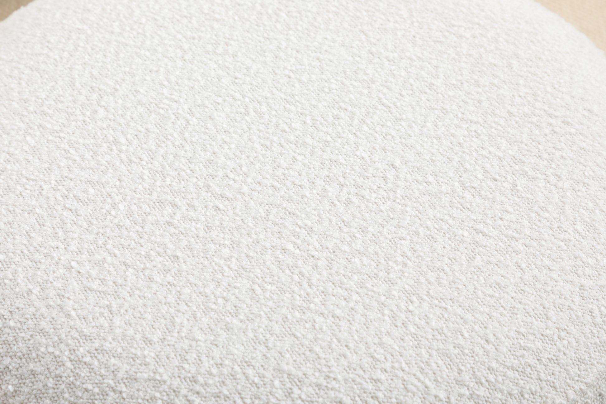 007-Boucle Fabric Storage Round Ottoman Footstool With Wooden Shelving,Ivory