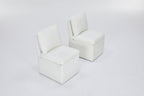 Linen Upholstered Armless Dining Chair with Casters and Storage space-set of 2,IVORY