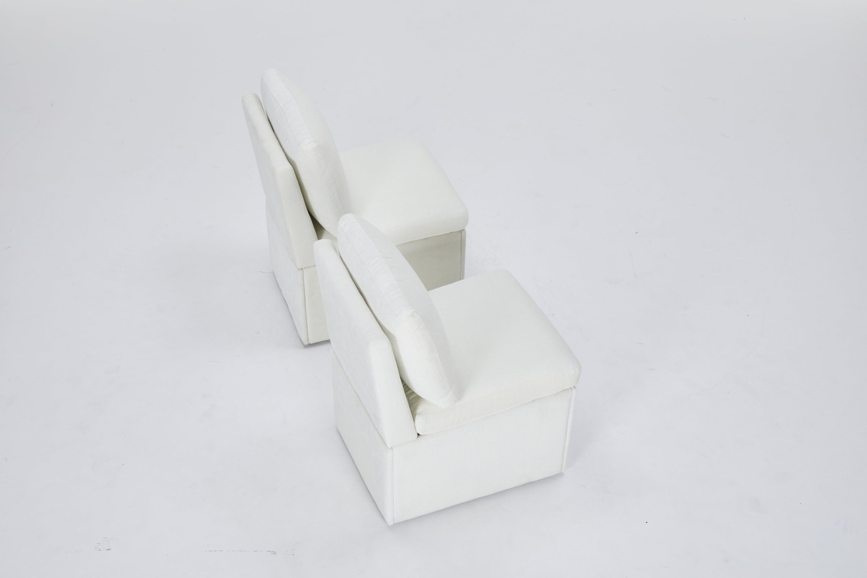 Linen Upholstered Armless Dining Chair with Casters and Storage space-set of 2,IVORY