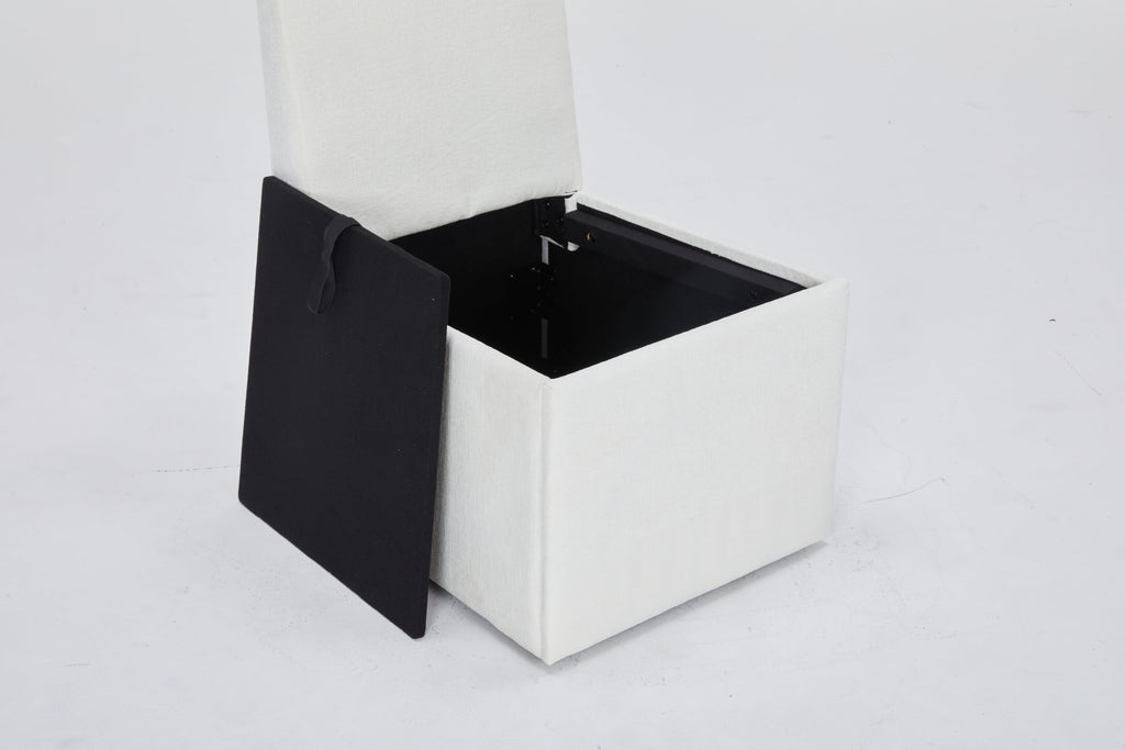 Linen Upholstered Armless Dining Chair with Casters and Storage space-set of 2,IVORY