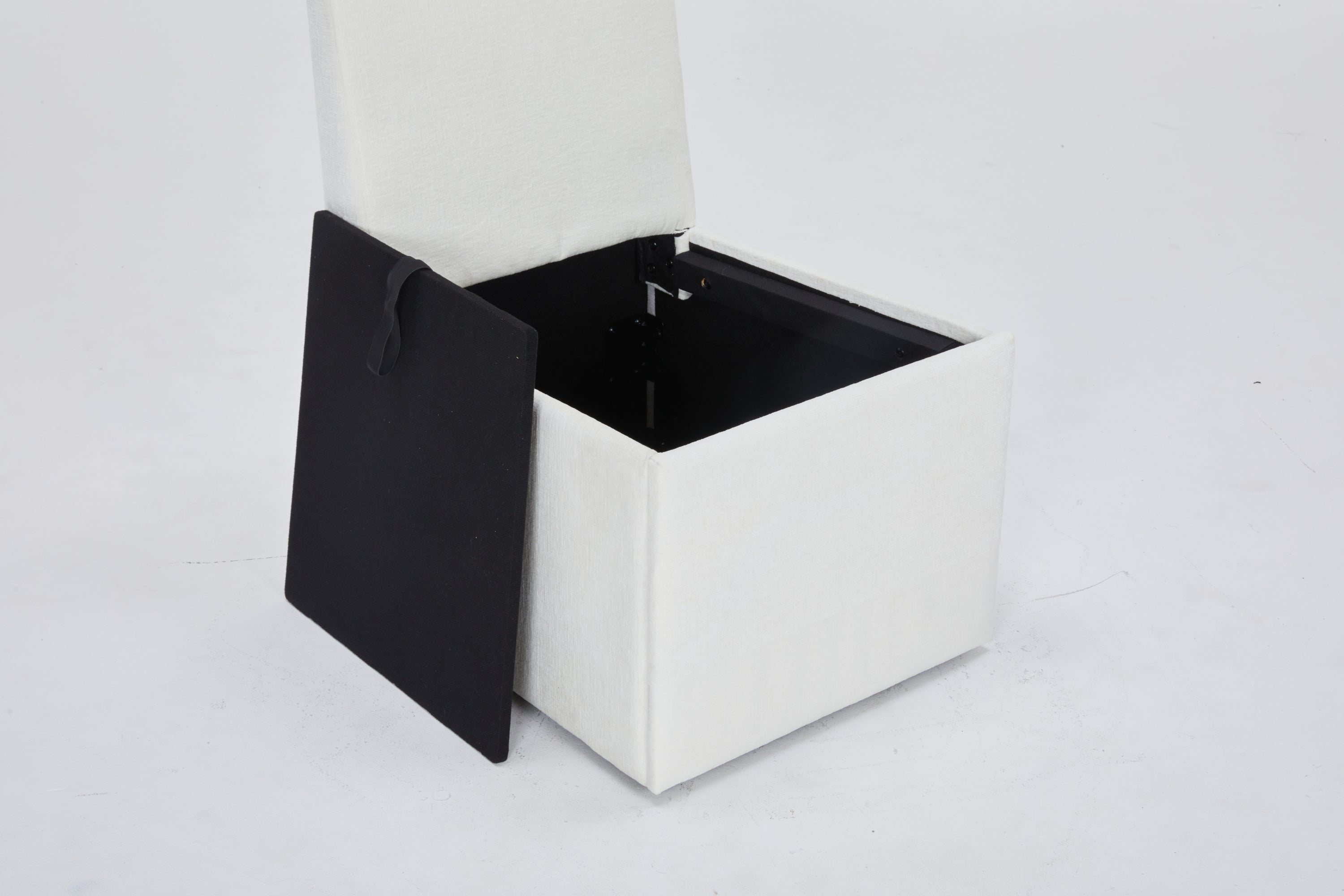 Linen Upholstered Armless Dining Chair with Casters and Storage space-set of 2,IVORY