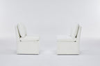 Linen Upholstered Armless Dining Chair with Casters and Storage space-set of 2,IVORY