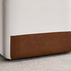 Linen Upholstered Armless Dining Chair with Casters,IVORY