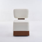 Linen Upholstered Armless Dining Chair with Casters,IVORY