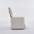 Linen Upholstered Armless Dining Chair with Casters,IVORY