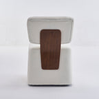 Linen Upholstered Armless Dining Chair with Casters,IVORY
