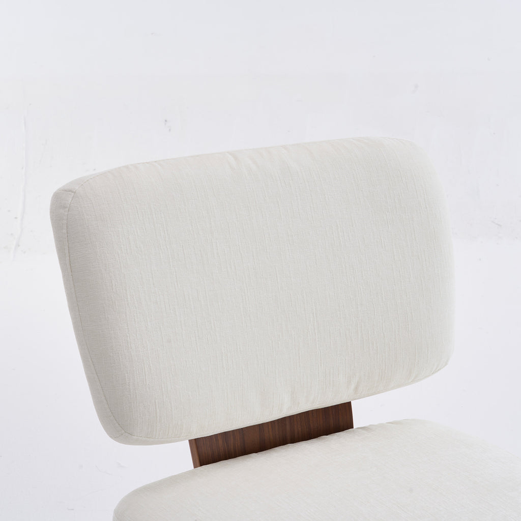 Linen Upholstered Armless Dining Chair with Casters,IVORY