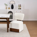 Linen Upholstered Armless Dining Chair with Casters,IVORY
