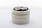 007-Velvet Fabric Storage Round Ottoman Footstool With Wooden Shelving,Ivory