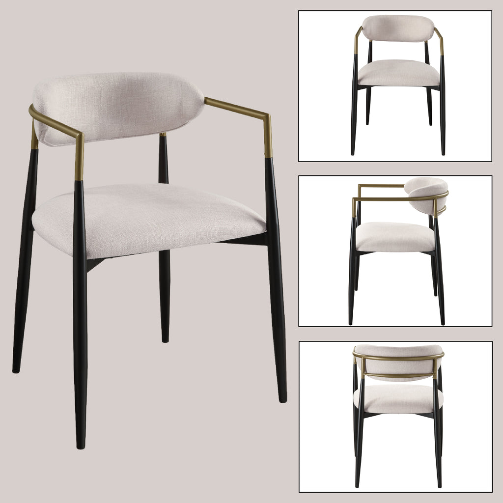 Jaramillo Beige Linen & Black Finish Side Chair (Set of 2)