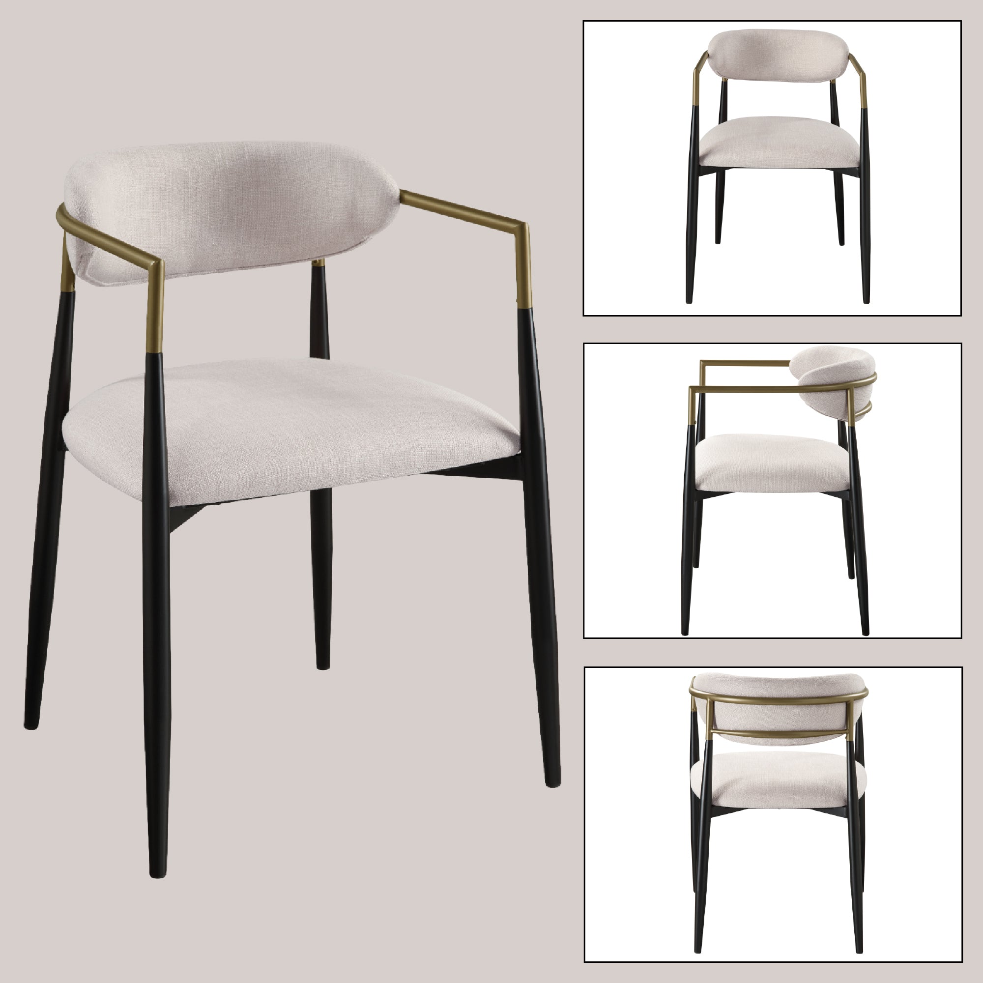 Jaramillo Beige Linen & Black Finish Side Chair (Set of 2)