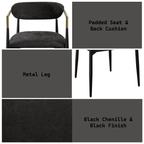 Jaramillo Black Chenille & Black Finish Side Chair (Set of 2)
