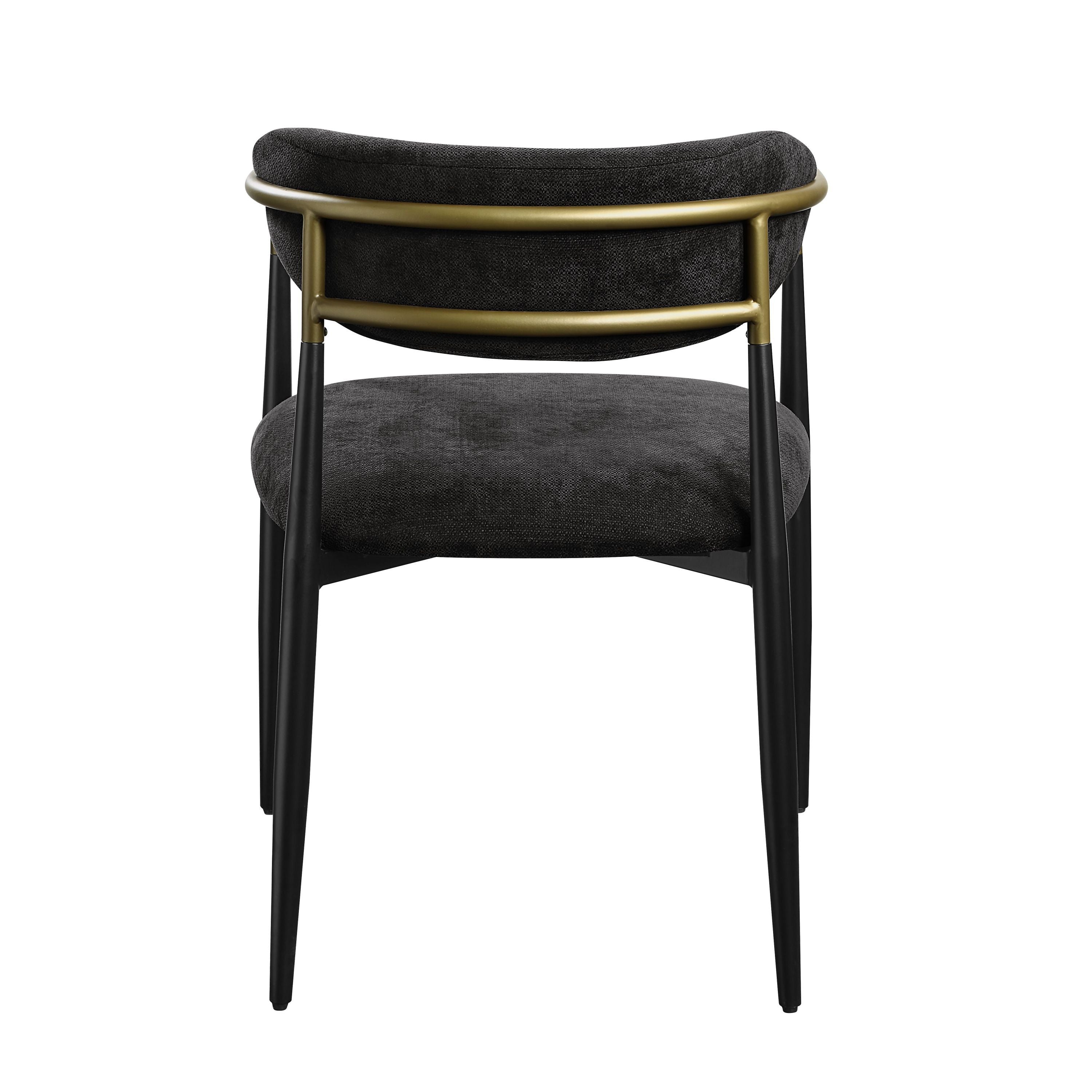 Jaramillo Black Chenille & Black Finish Side Chair (Set of 2)