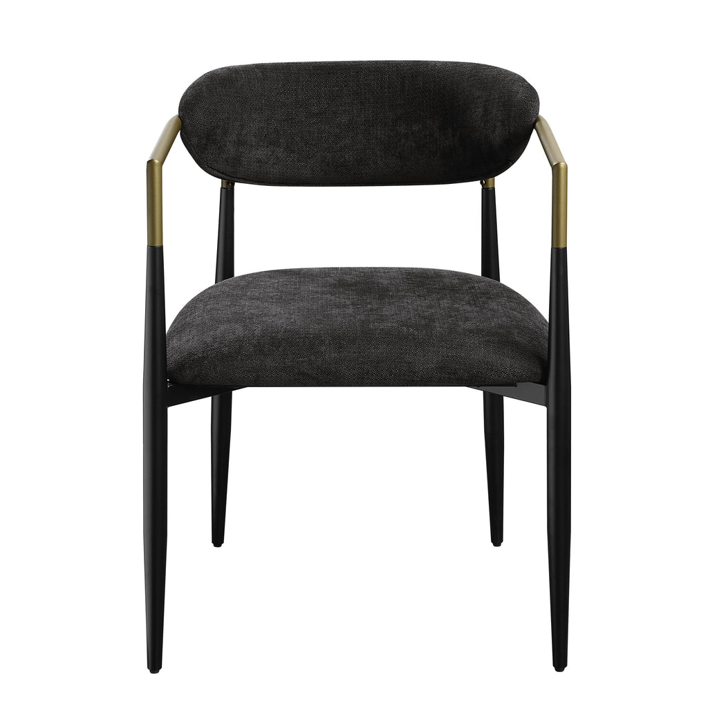 Jaramillo Black Chenille & Black Finish Side Chair (Set of 2)