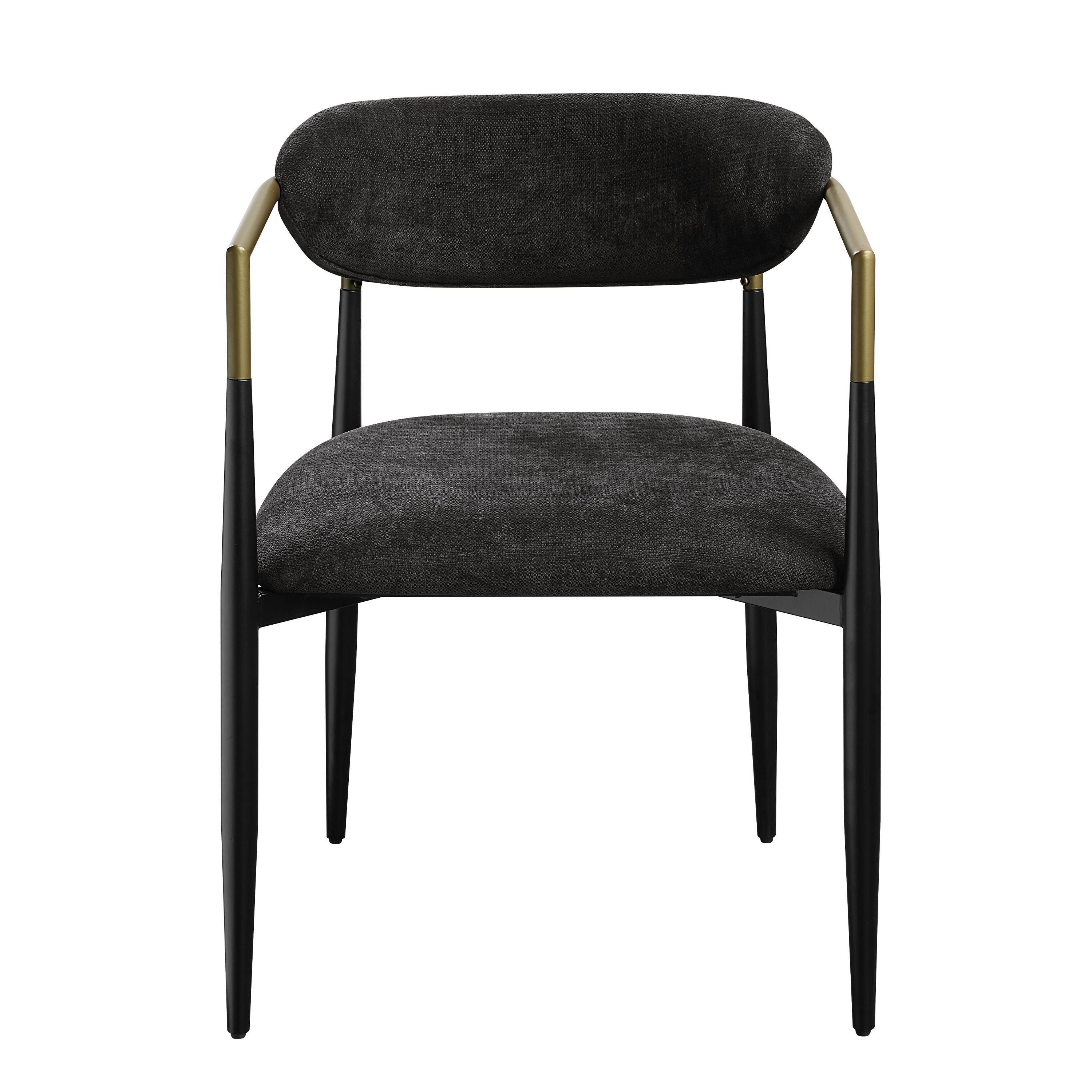 Jaramillo Black Chenille & Black Finish Side Chair (Set of 2)