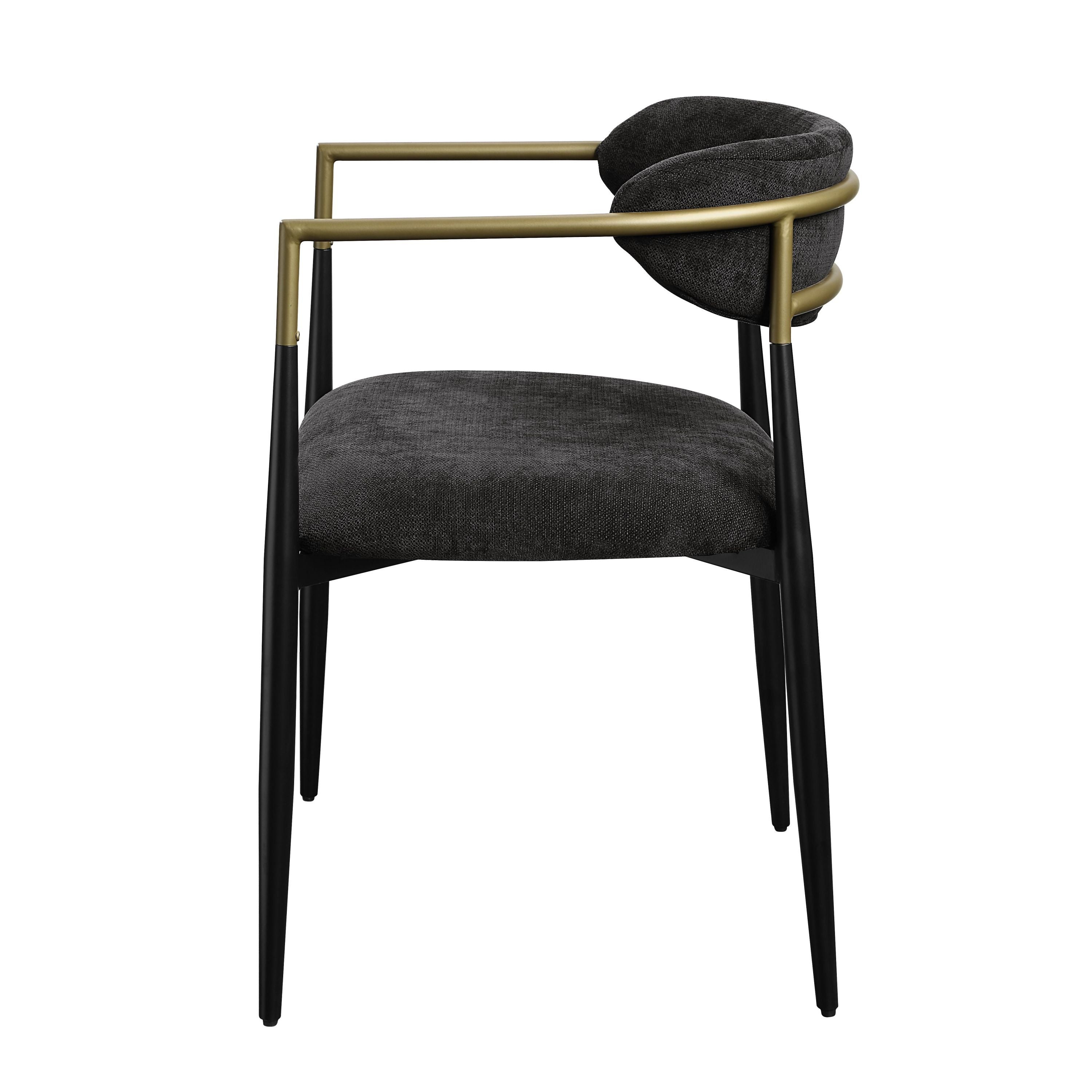 Jaramillo Black Chenille & Black Finish Side Chair (Set of 2)