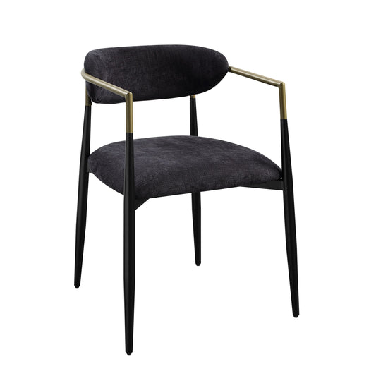 Jaramillo Black Chenille & Black Finish Side Chair (Set of 2)