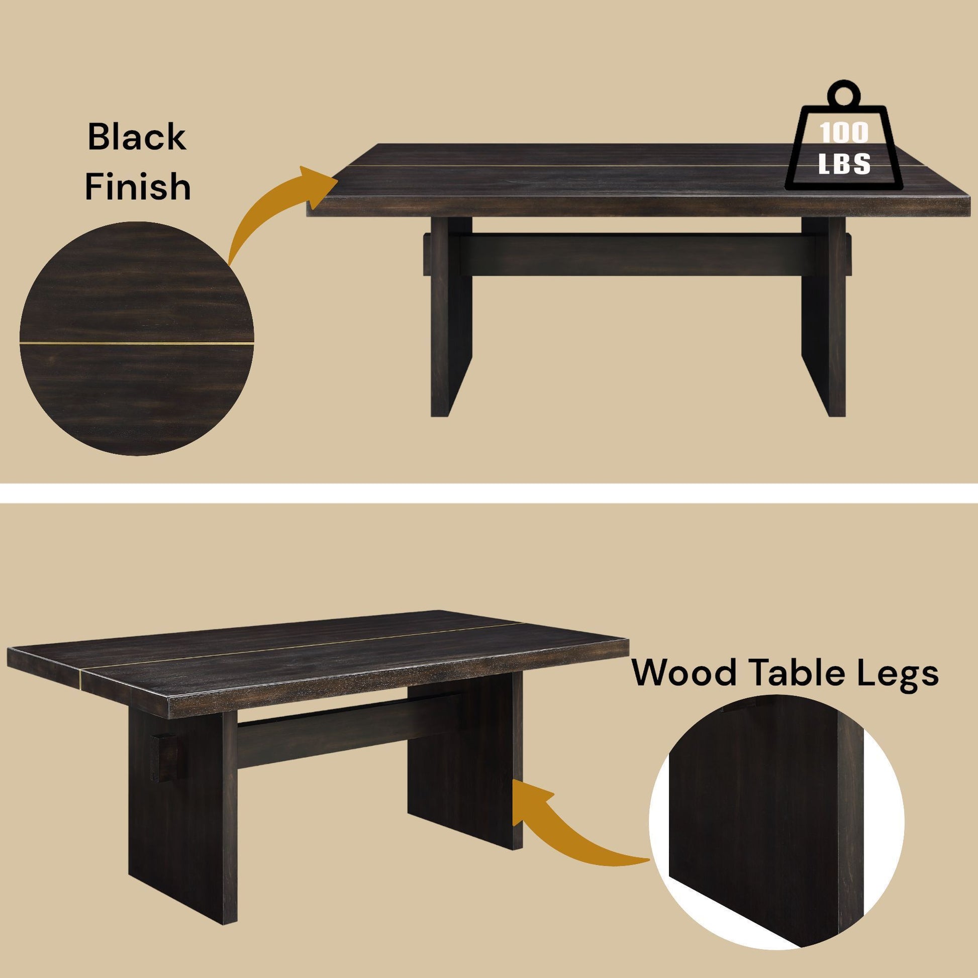 Jaramillo Gold & Rustic Espresso Finish Dining Table