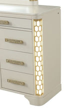Jasmine Beige Wood 8-Drawer Dresser w/ LED Light Dresser