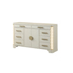 Jasmine Beige Wood 8-Drawer Dresser w/ LED Light Dresser