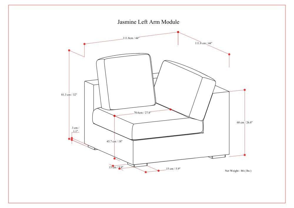 Jasmine Left Arm Sofa Module