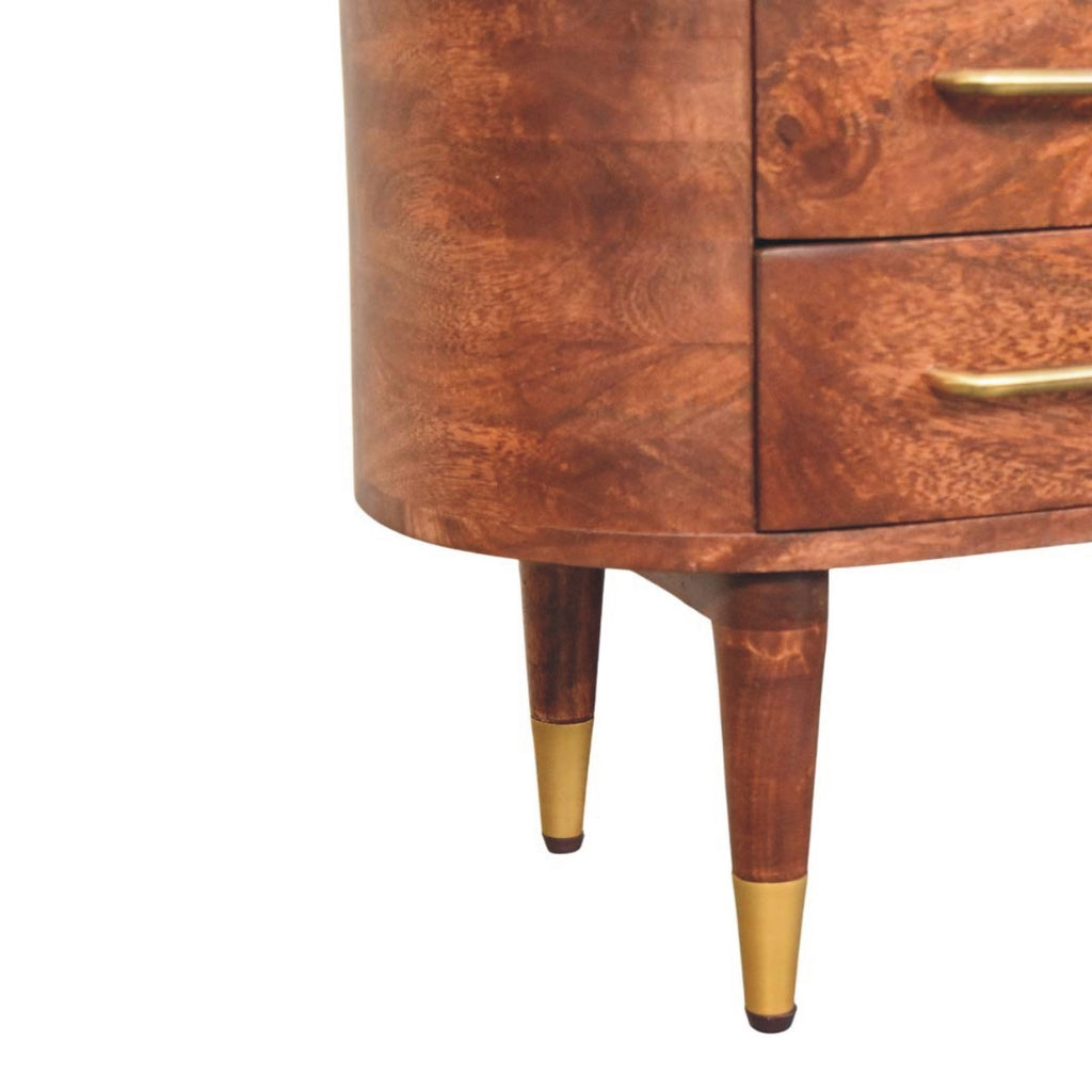 Solid Wood Jetson Curve Media Console,Brown With 4-Drawers,2-shelf Media Console