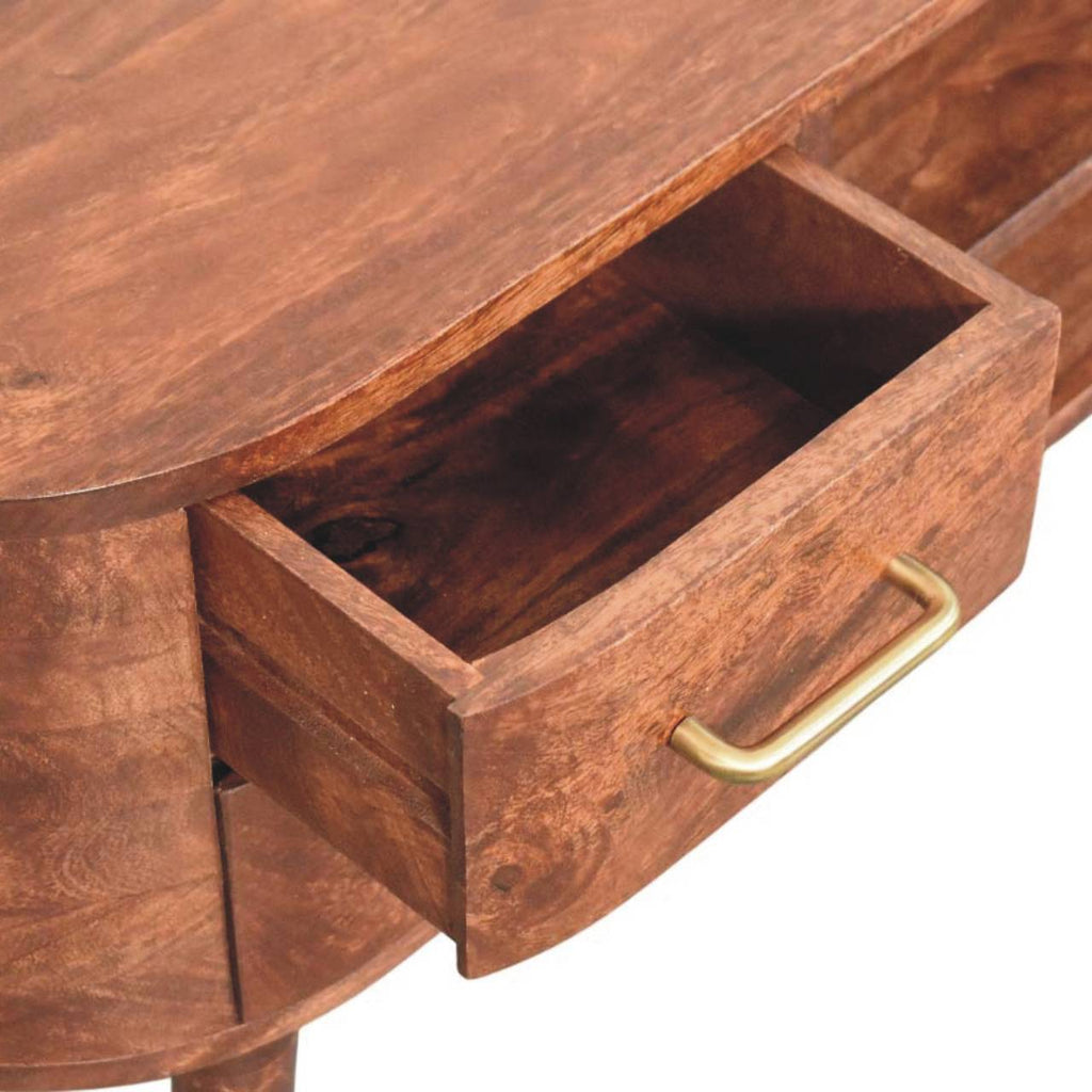 Solid Wood Jetson Curve Media Console,Brown With 4-Drawers,2-shelf Media Console