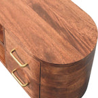 Solid Wood Jetson Curve Media Console,Brown With 4-Drawers,2-shelf Media Console