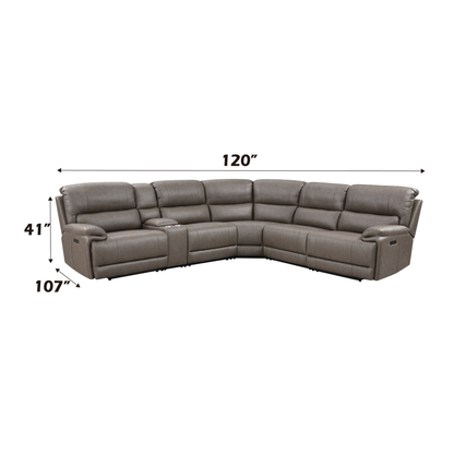 Kantu Brown Synthetic Leather Motion Sectional Sofa