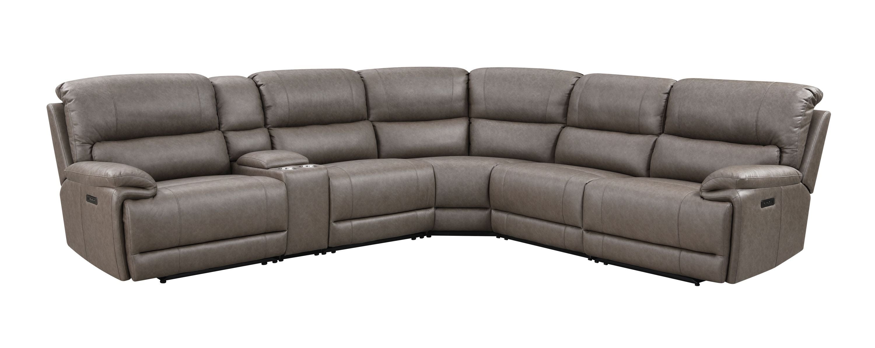 Kantu Brown Synthetic Leather Motion Sectional Sofa