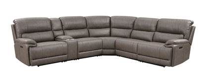 Kantu Brown Synthetic Leather Motion Sectional Sofa