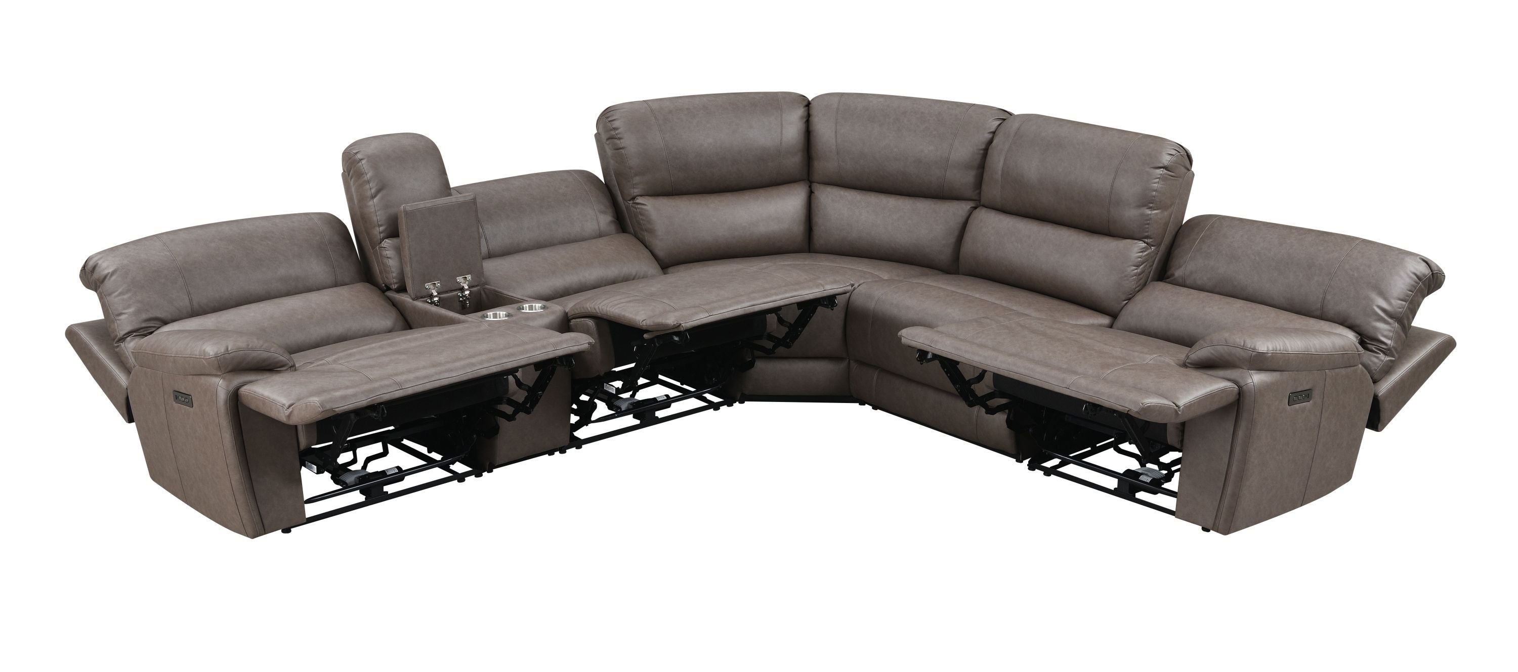 Kantu Brown Synthetic Leather Motion Sectional Sofa