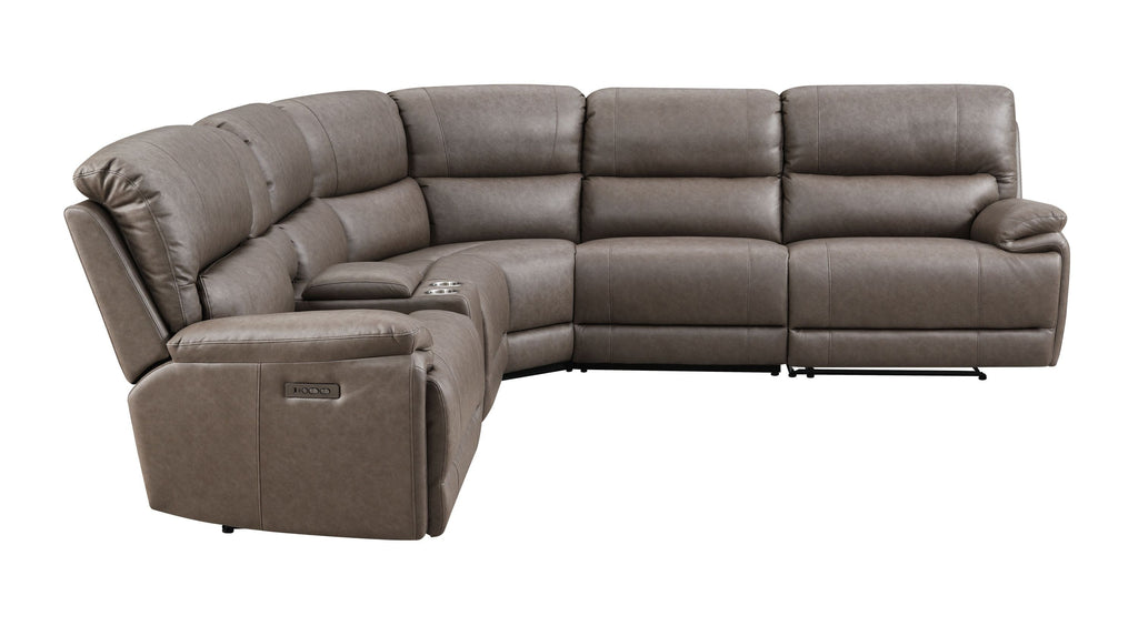 Kantu Brown Synthetic Leather Motion Sectional Sofa