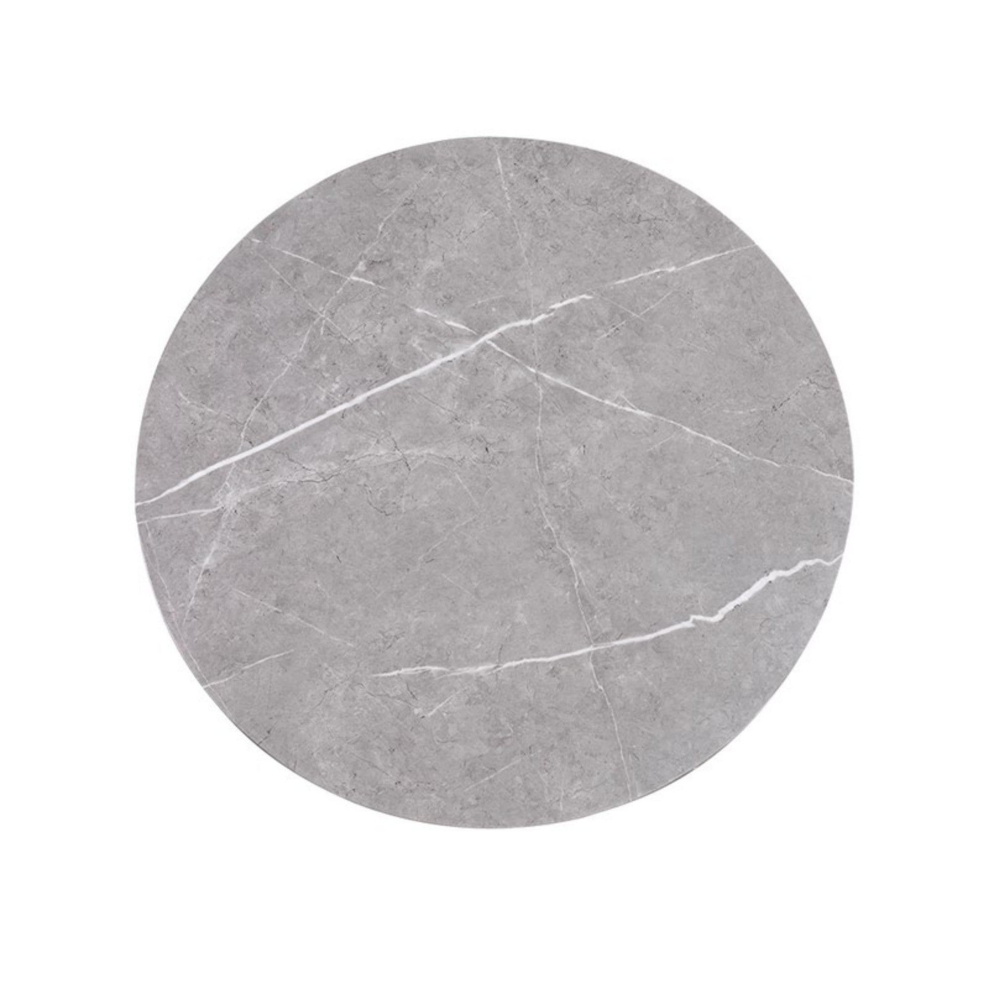 Keegan Round Coffee Table with Shelf Faux Marble Top Oak MDF Coffee Table