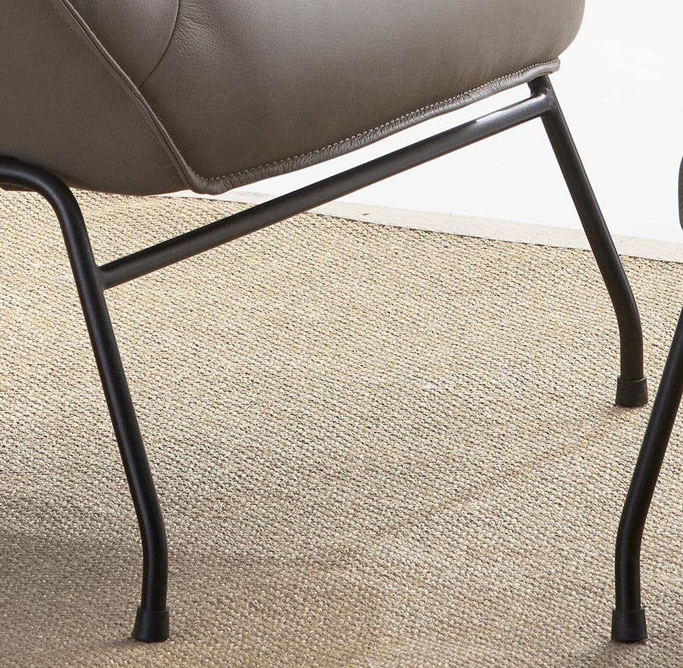 Jabel Khaki Top Grain Leather Accent Chair & Ottoman