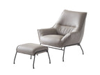 Jabel Khaki Top Grain Leather Accent Chair & Ottoman