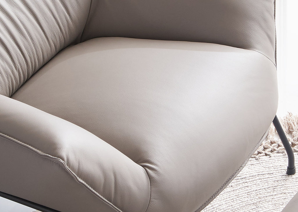 Jabel Khaki Top Grain Leather Accent Chair & Ottoman