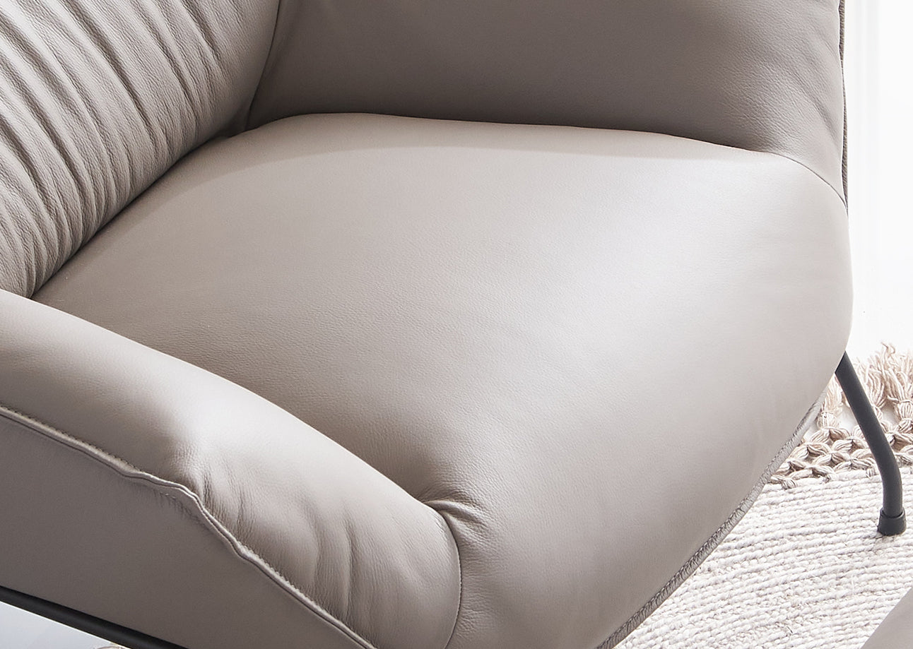 Jabel Khaki Top Grain Leather Accent Chair & Ottoman