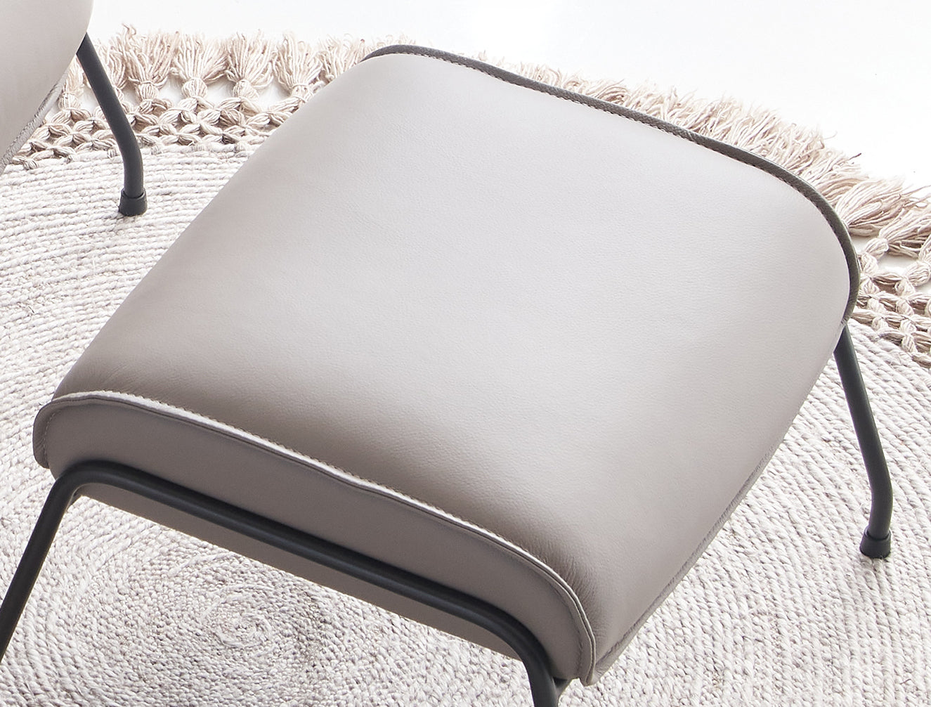 Jabel Khaki Top Grain Leather Accent Chair & Ottoman