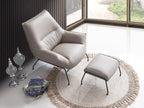 Jabel Khaki Top Grain Leather Accent Chair & Ottoman