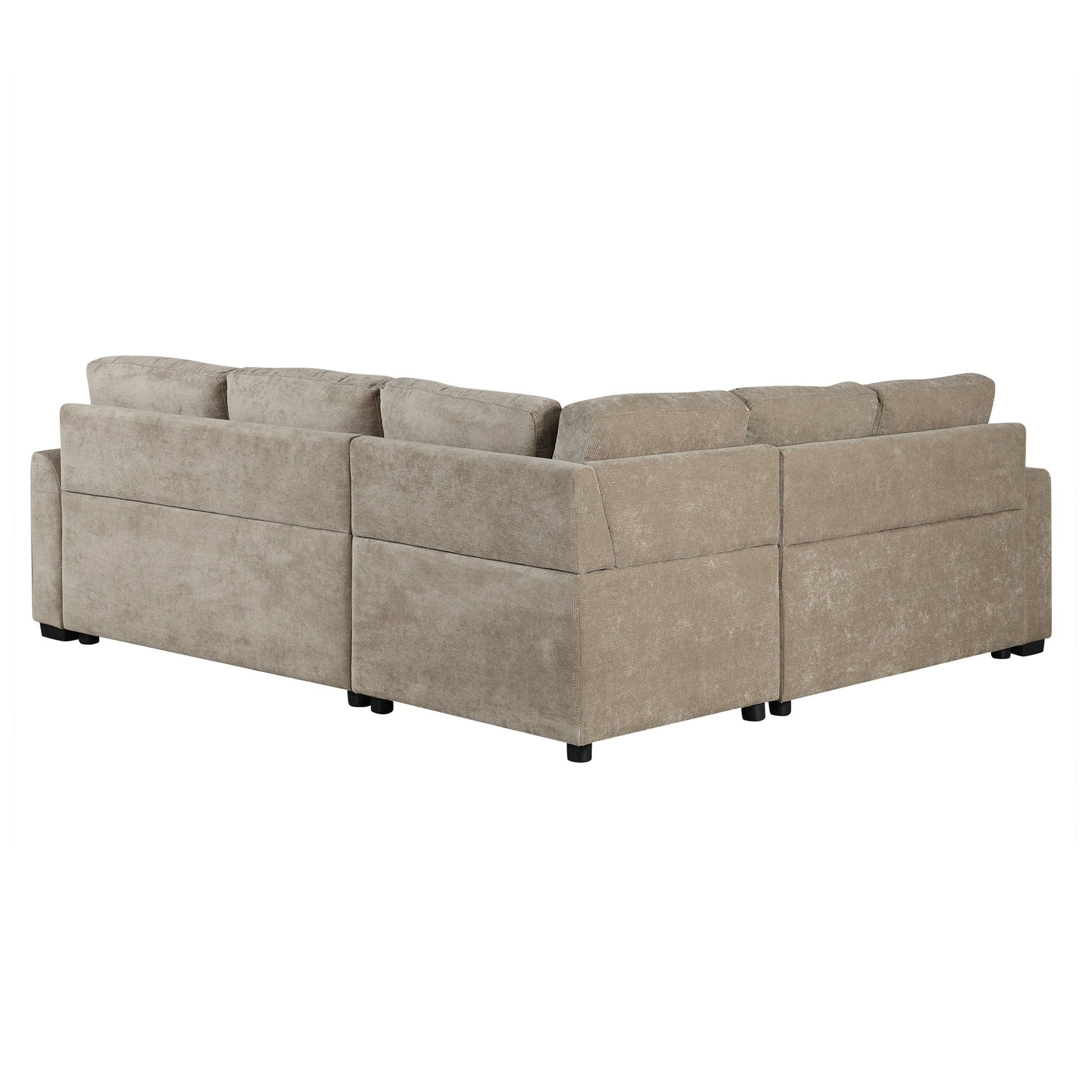 82.6 L-shape Sofa Bed Pull-out Sleeper Sofa with Wheels, USB Ports, Power Sockets for Living Room (SG001230AA), Khaki