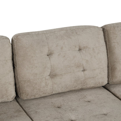 82.6 L-shape Sofa Bed Pull-out Sleeper Sofa with Wheels, USB Ports, Power Sockets for Living Room (SG001230AA), Khaki