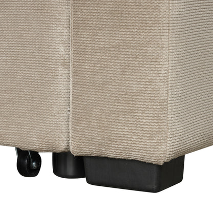 82.6 L-shape Sofa Bed Pull-out Sleeper Sofa with Wheels, USB Ports, Power Sockets for Living Room (SG001230AA), Khaki