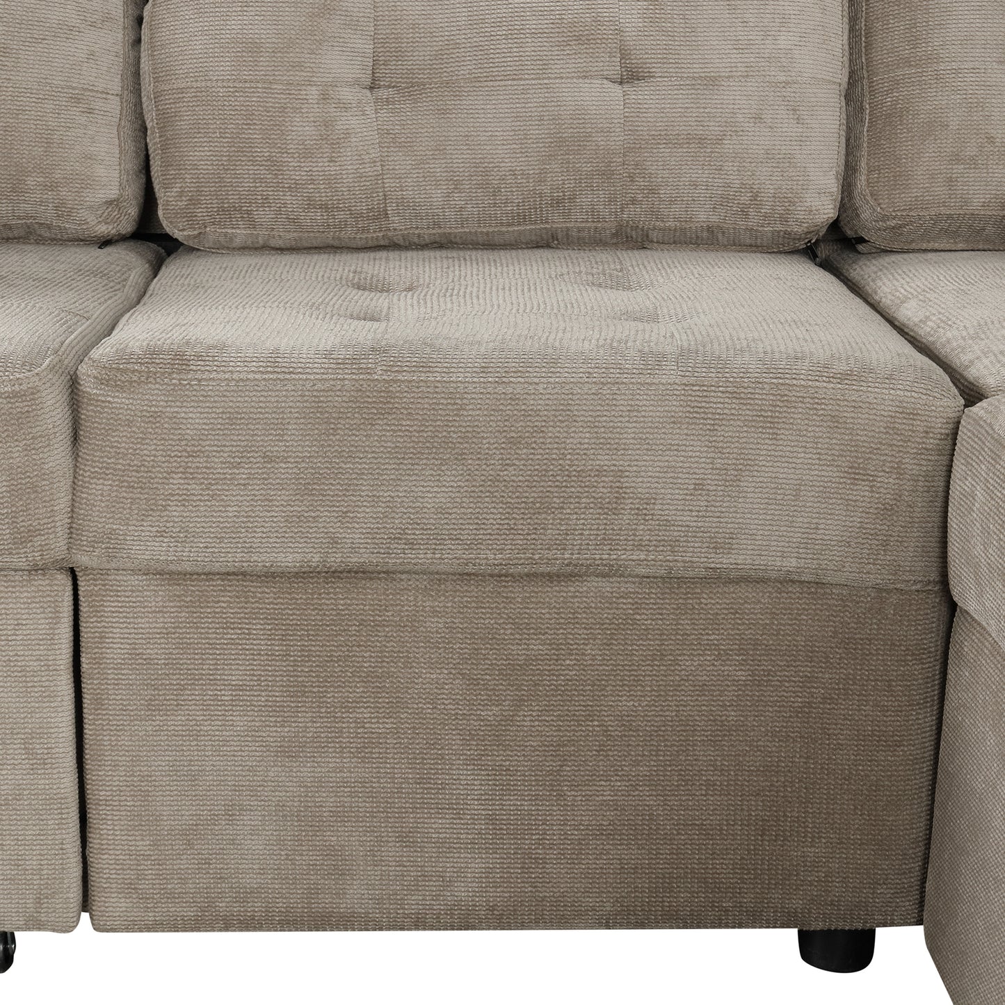 82.6 L-shape Sofa Bed Pull-out Sleeper Sofa with Wheels, USB Ports, Power Sockets for Living Room (SG001230AA), Khaki