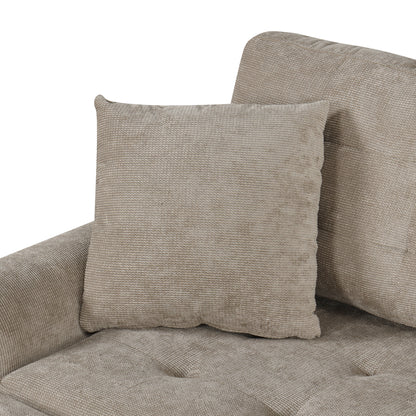 82.6 L-shape Sofa Bed Pull-out Sleeper Sofa with Wheels, USB Ports, Power Sockets for Living Room (SG001230AA), Khaki