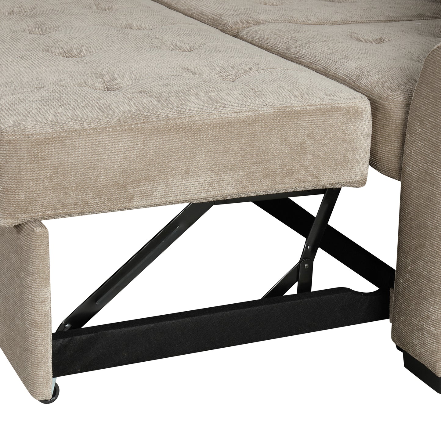 82.6 L-shape Sofa Bed Pull-out Sleeper Sofa with Wheels, USB Ports, Power Sockets for Living Room (SG001230AA), Khaki