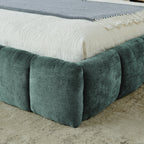 King size Upholstered Bed Frame with Thick Fabric, Chenille Fabric Grounded Queen Size Platform Bed with Headboard and Solid Frame. No Box Spring Needed-green(88.5''*85.5''*24'')