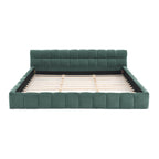 King size Upholstered Bed Frame with Thick Fabric, Chenille Fabric Grounded Queen Size Platform Bed with Headboard and Solid Frame. No Box Spring Needed-green(88.5''*85.5''*24'')